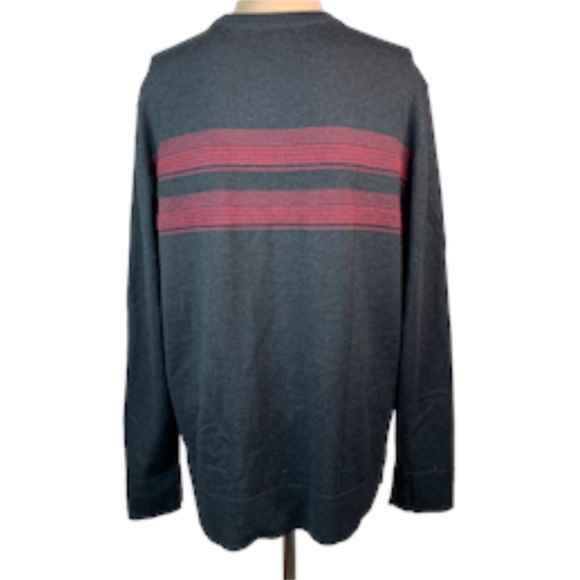 SmartWool Men's XL Sparwood Stripe Crew Sweater Charcoal Heather Maroon - Picture 4 of 11